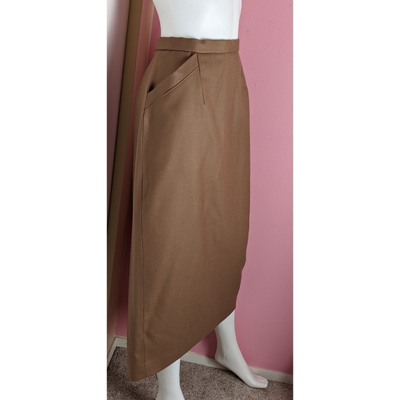 Pendleton | Tan Skirt 100% Virgin Wool Zip Back 2 Front Pockets Full Lining 12 - Picture 2 of 15